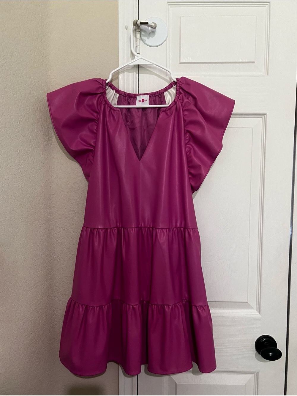 Buddy Love Fuchsia Tiered Dress with Flutter Sleeves